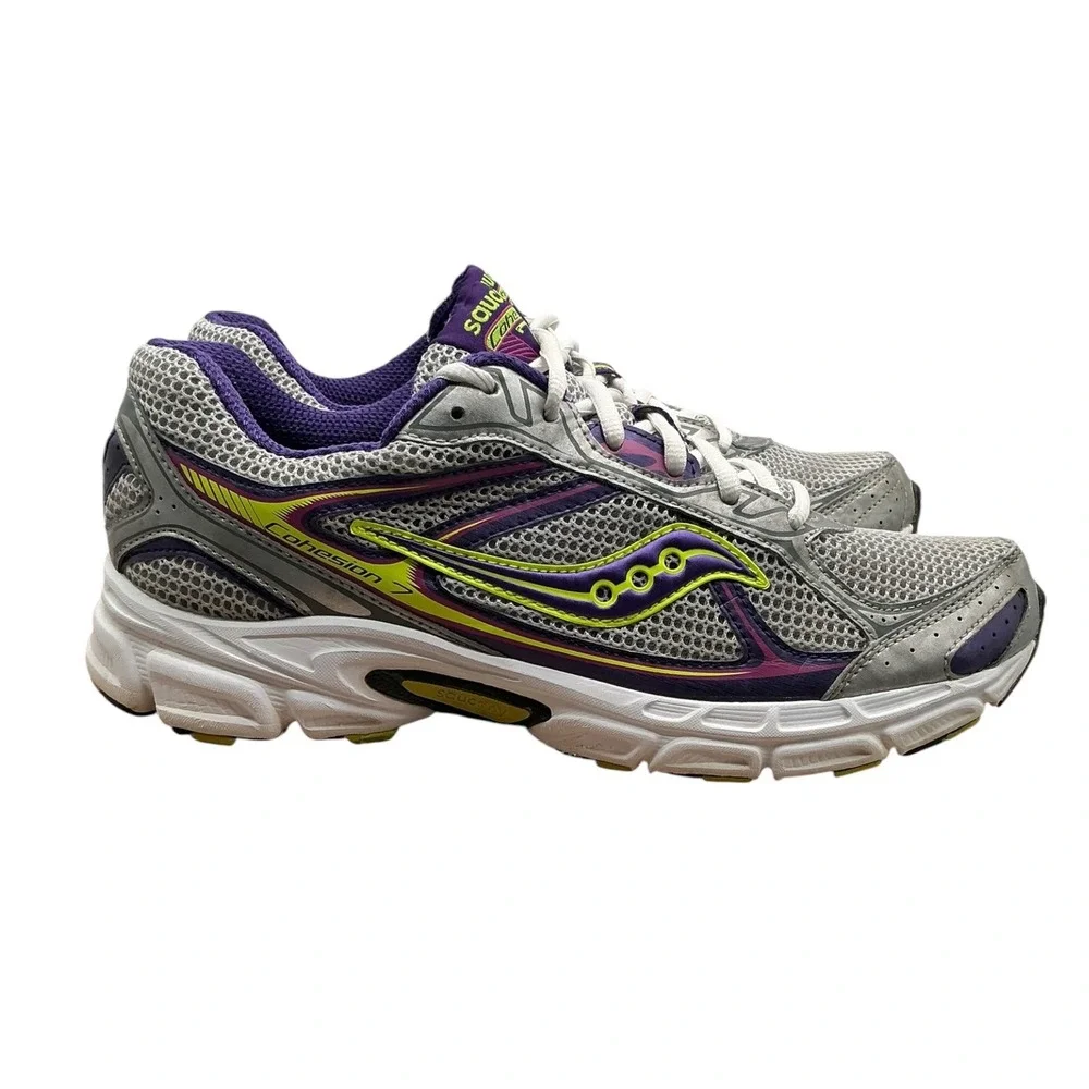 Saucony Cohesion 7 Womens Running Shoes Silver Purple Citron 15181-4‎ Size 11
